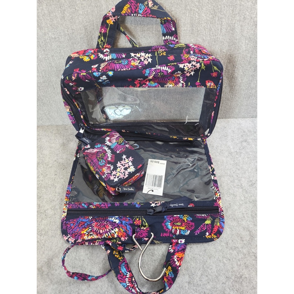 VERA BRADLEY Travel Bundle Hanging Cosmetic & Pill Case Midnight Wildflower NEW